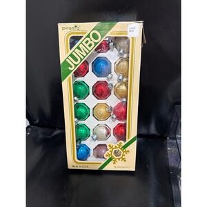Pyramid Jumbo Christmas Ornaments Red Blue Gold Green Silver 17 Piece Set